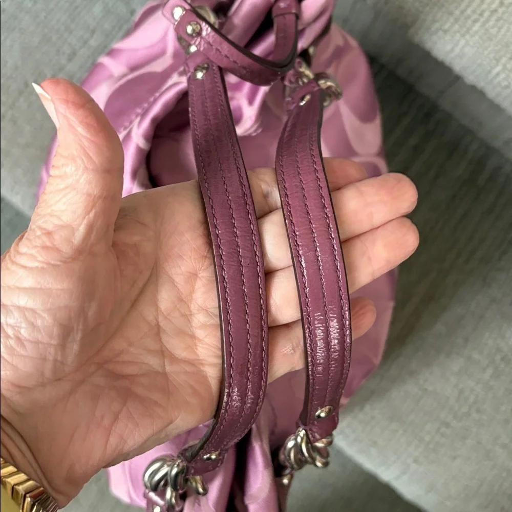 Coach  Brooke satchel  monogram canvas  lavender/dark violet trim Crossbody bag